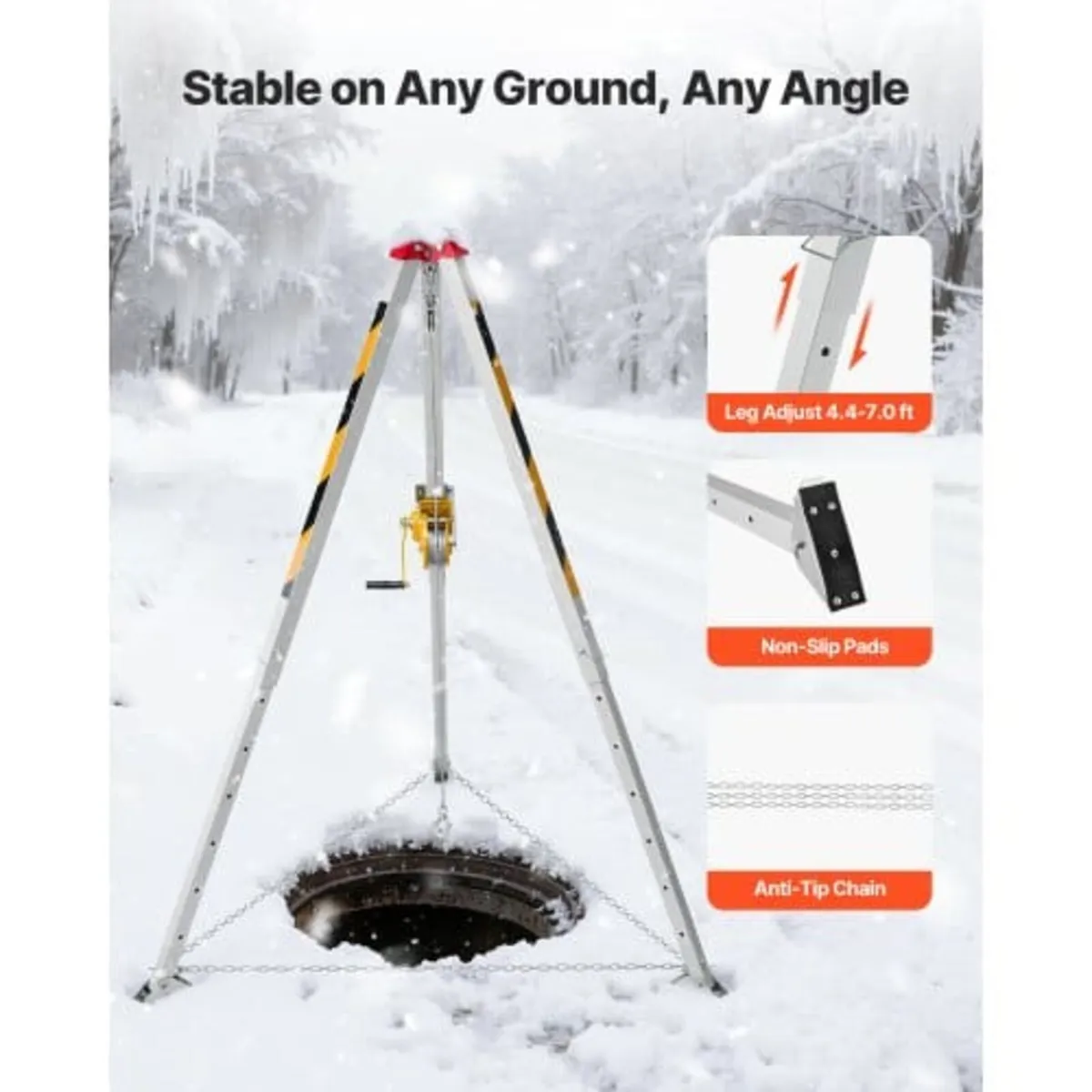 Confined Space Tripod Kit, Heavy Duty Rescue Tripo - Image 3