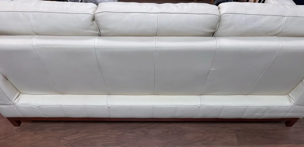 Cream Leather Sofa - Image 3