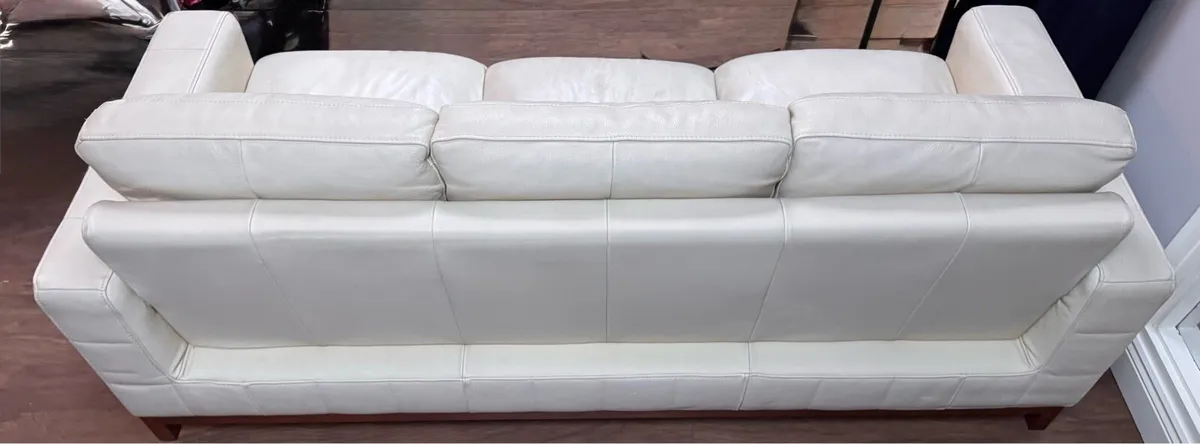 Cream Leather Sofa - Image 4