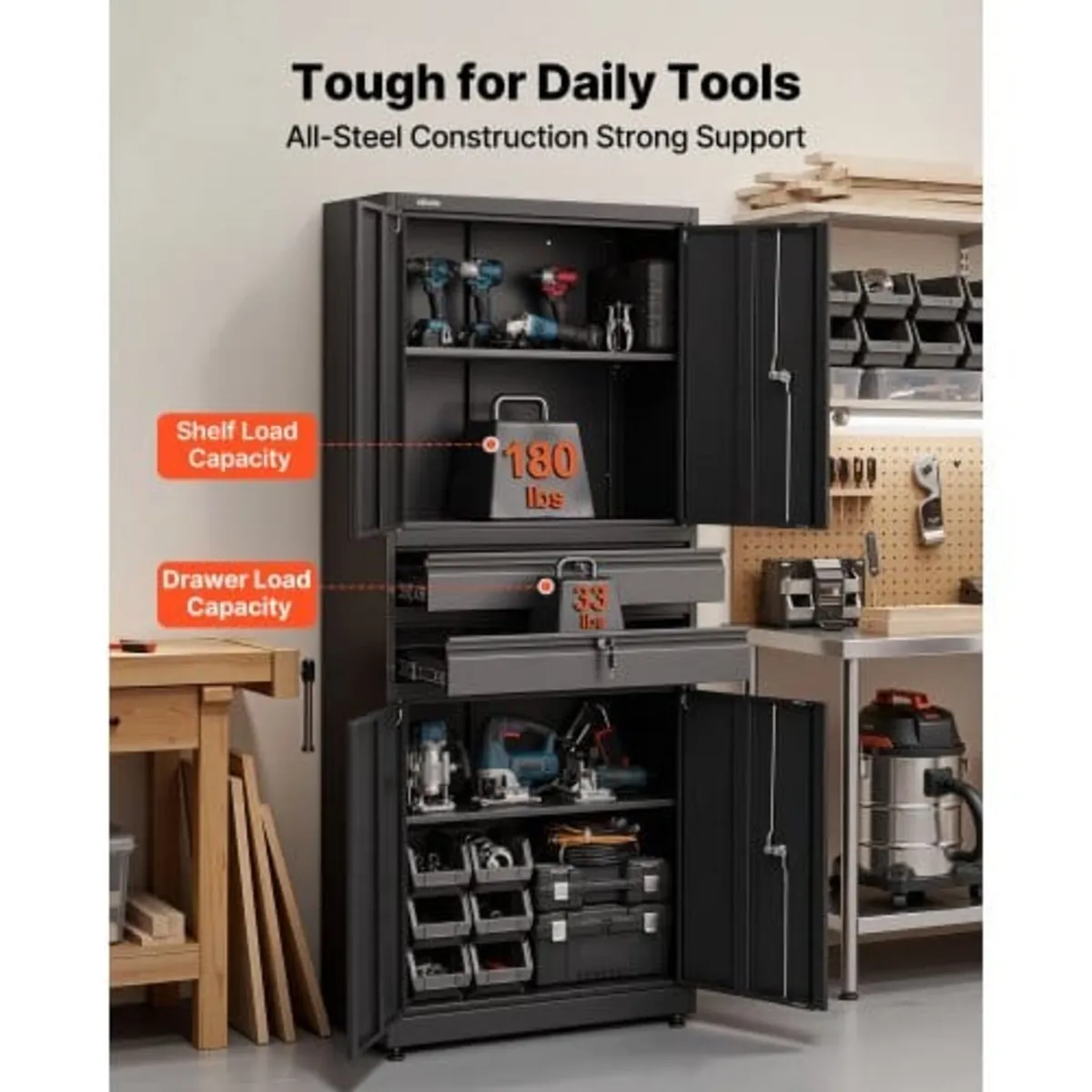Metal Storage Cabinet, 81.5 kg Shelf Load Capacity - Image 2