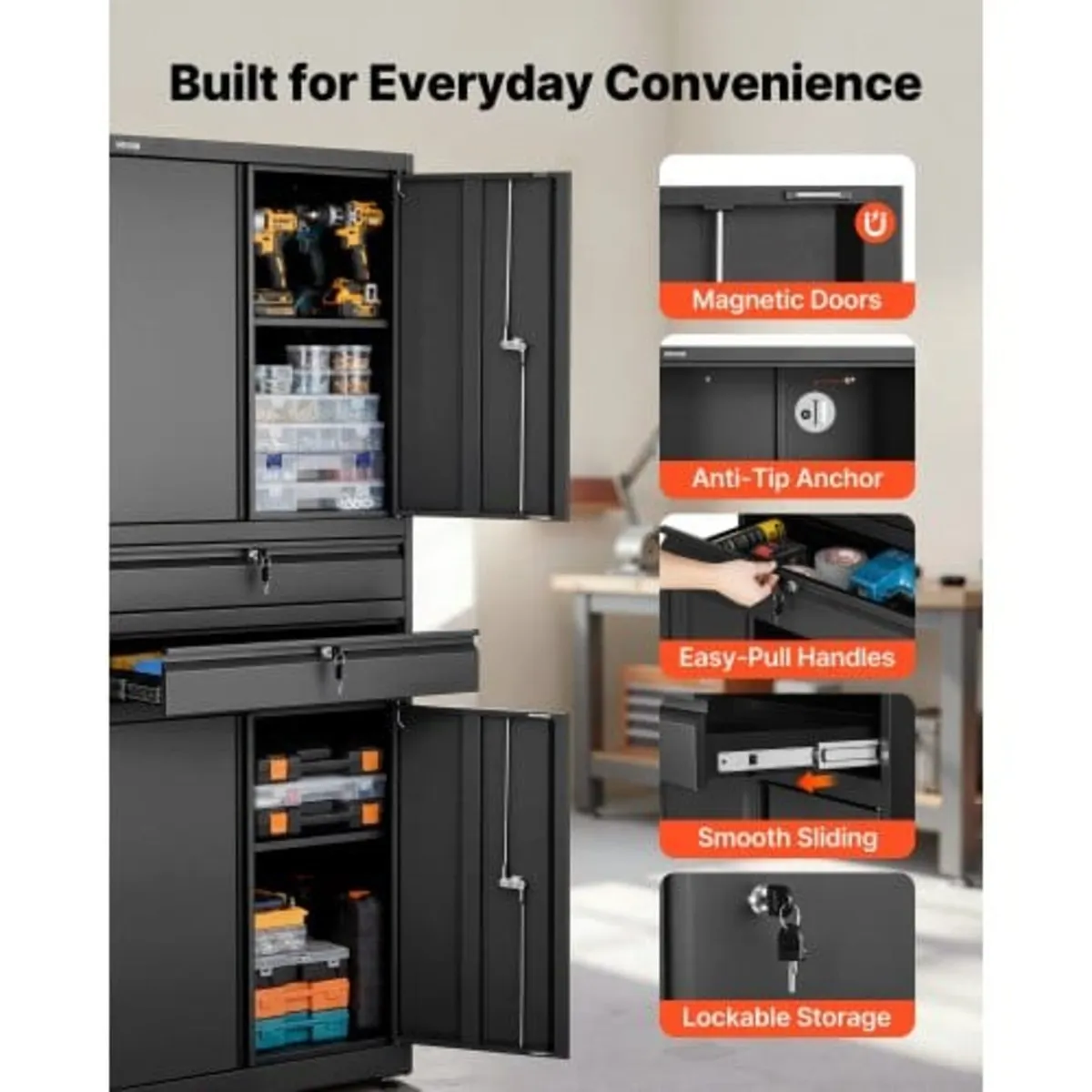 Metal Storage Cabinet, 81.5 kg Shelf Load Capacity - Image 4