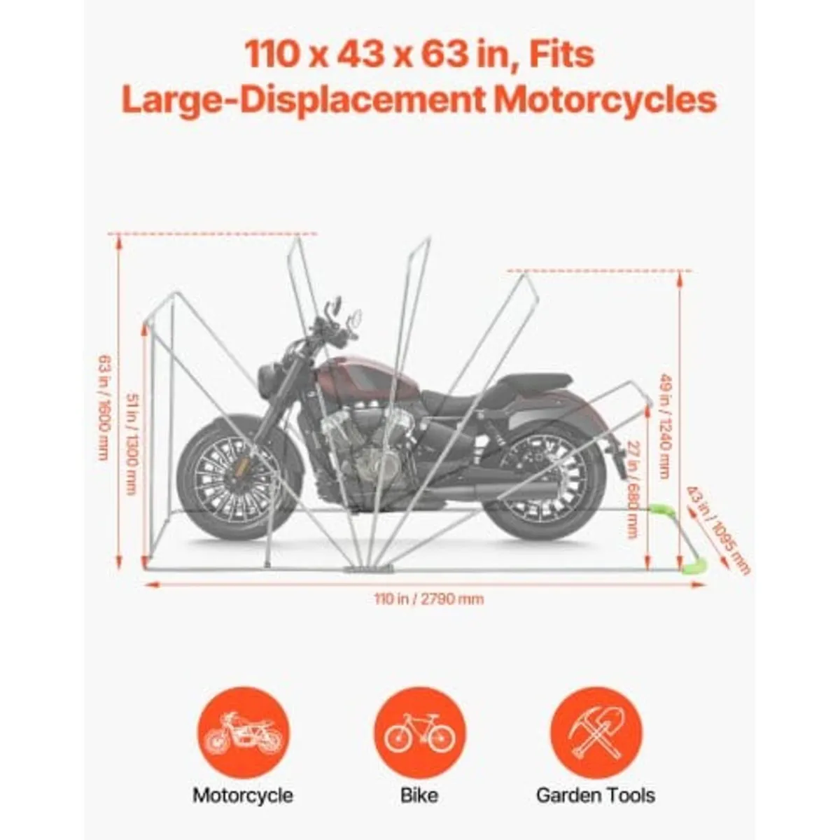 Motorcycle Storage Shelter with Security Lock, 600 - Image 3