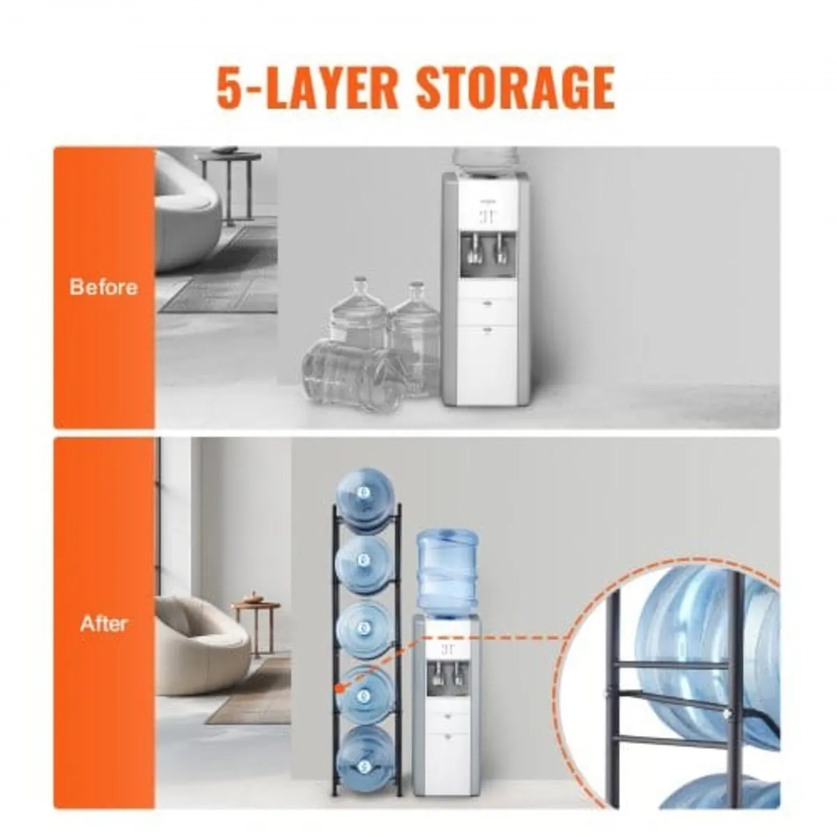 5 Tiers Water Jug Holder Single Row Water Bottle R - Image 2