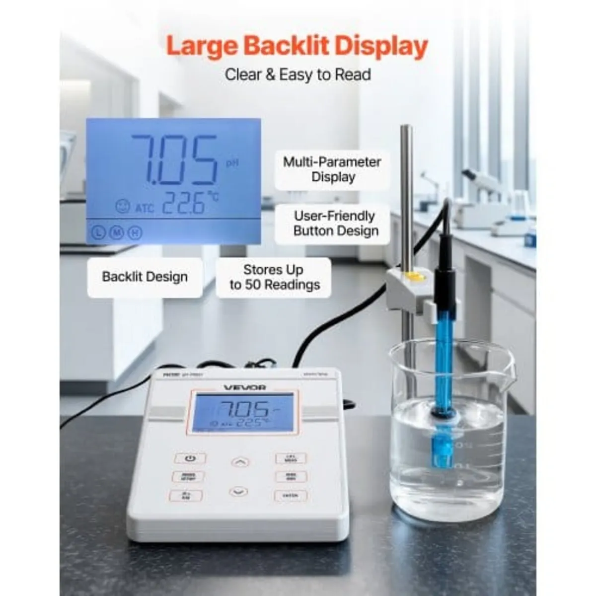 Benchtop pH Meter, 0-14 pH Range, Laboratory Teste - Image 3