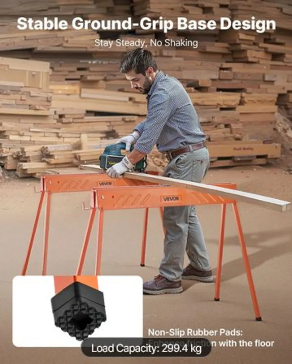 Saw Horses 2 Pack Folding Work Horses 660lbs Load - Image 2