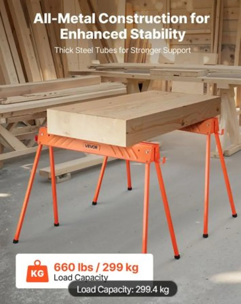 Saw Horses 2 Pack Folding Work Horses 660lbs Load - Image 4