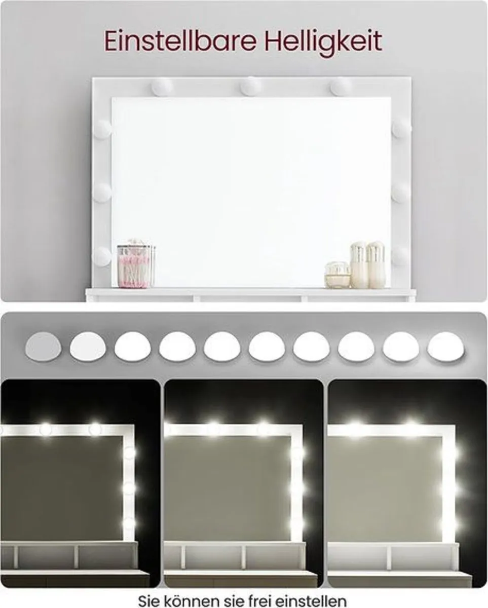 Dressing table with mirror and LED light bulbs - Image 2
