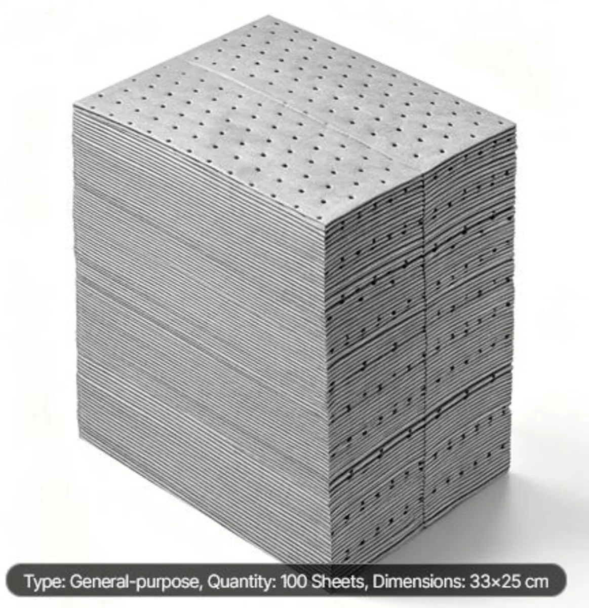 Oil & Water Absorbent Pads, 33x25 cm 100-Pack, - Image 3