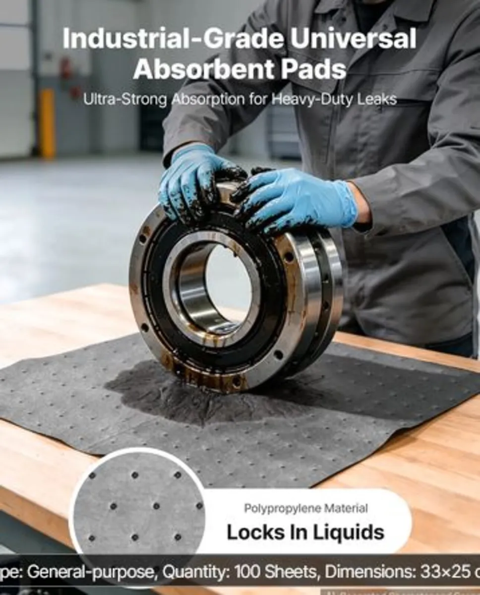 Oil & Water Absorbent Pads, 33x25 cm 100-Pack, - Image 4