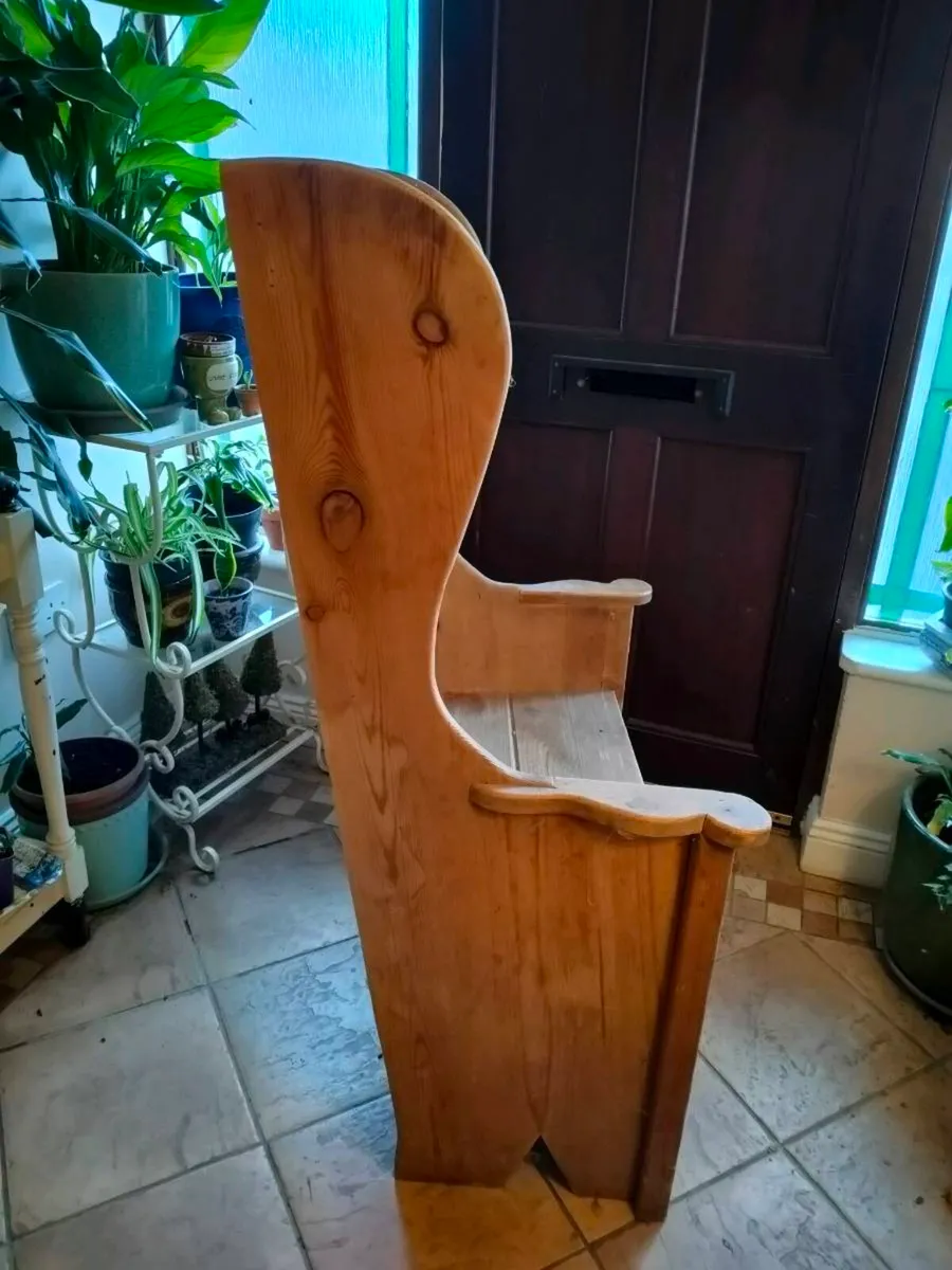 traditional pine lambing chair, also known as a hi - Image 4