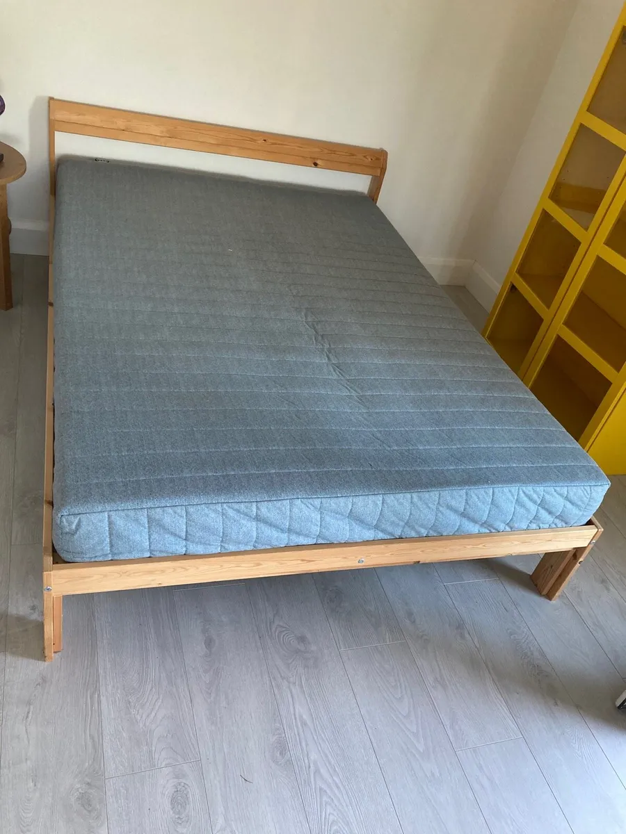 Ikea double bed frame and mattress - Image 1