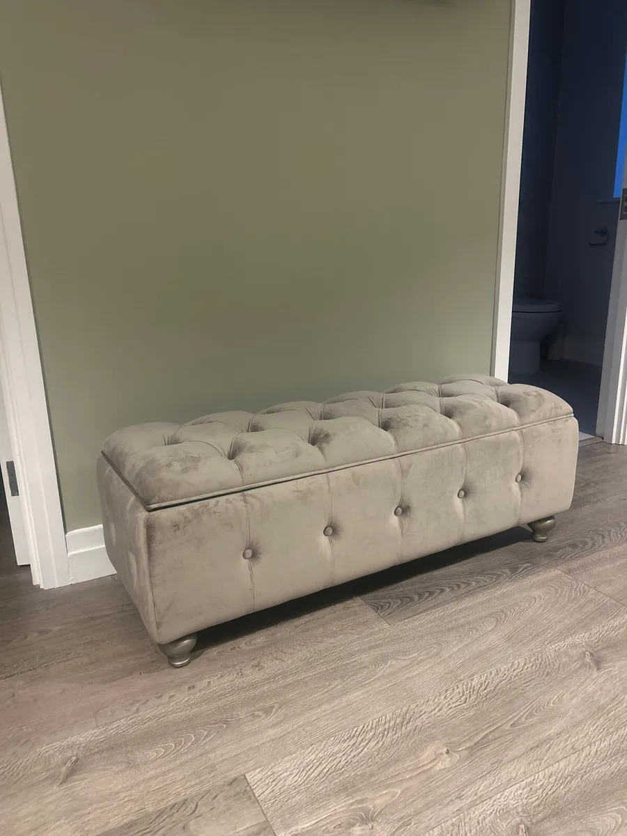 Velvet Storage Ottoman - Image 2