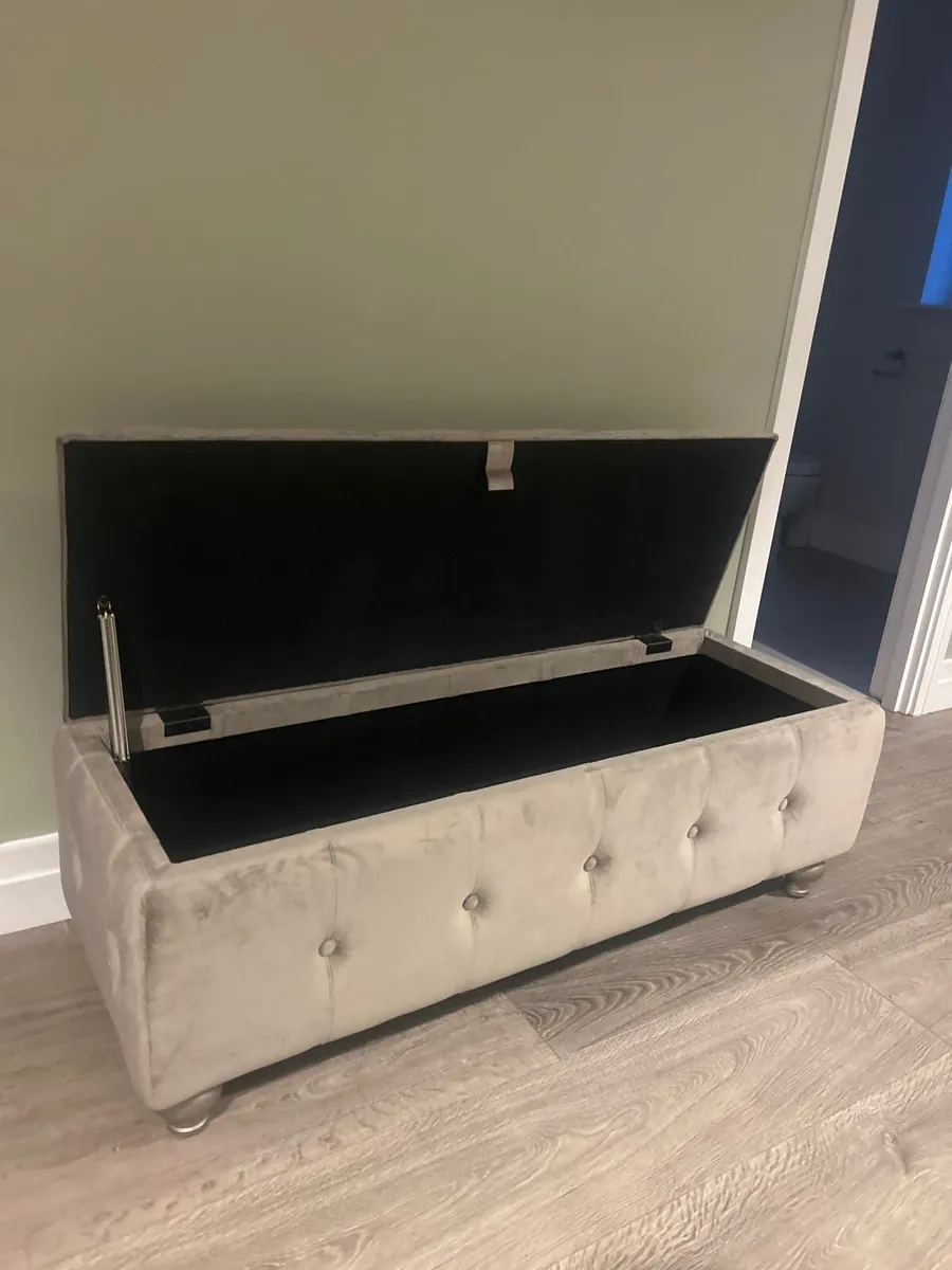 Velvet Storage Ottoman - Image 1