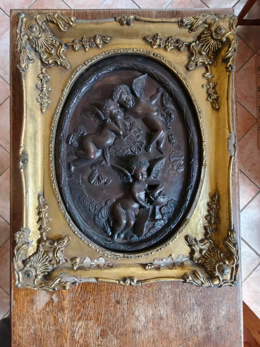 Framed Louis Beataux Cherub Relief - Image 1