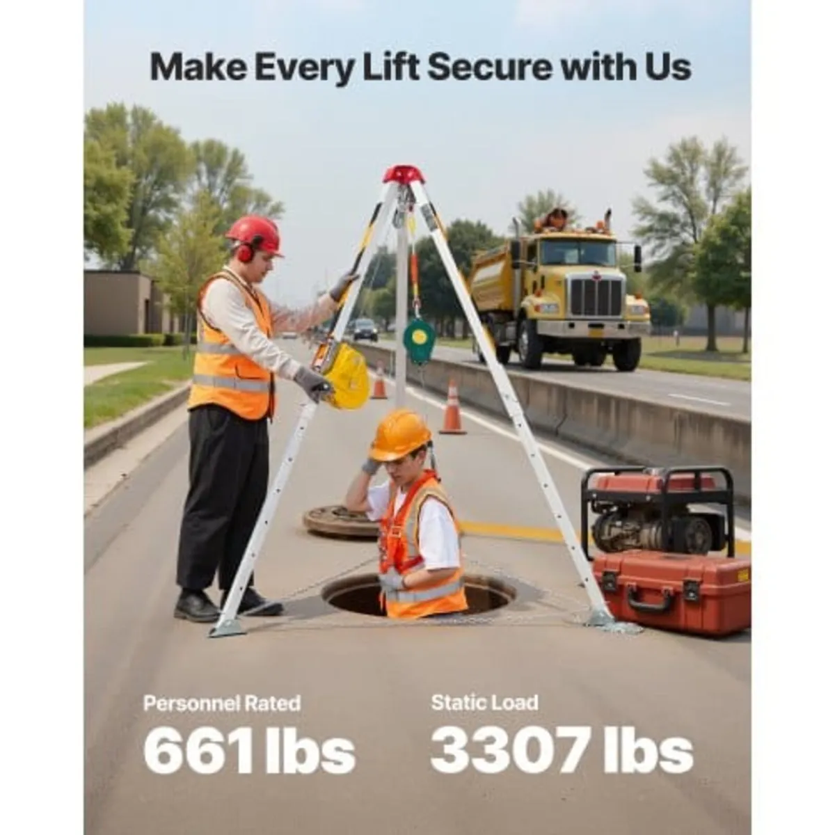 Confined Space Tripod Kit, Heavy Duty Rescue Tripo - Image 3