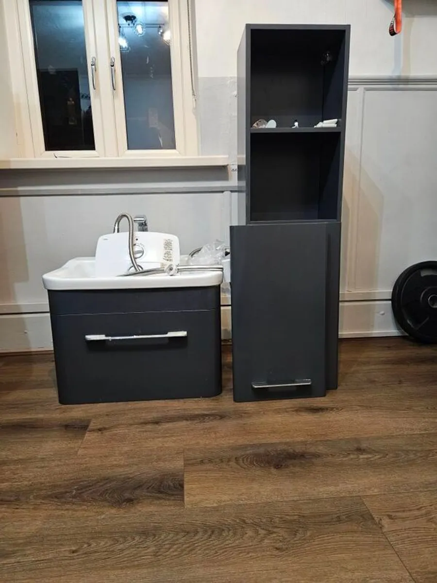 Vanity unit & Tallboy in grey - Image 2