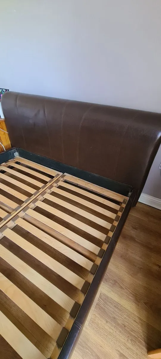 6ft Kingsize bed with leather headboard - Image 1