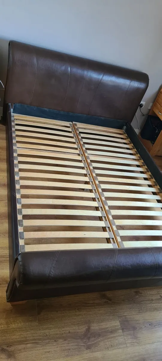 6ft Kingsize bed with leather headboard - Image 4