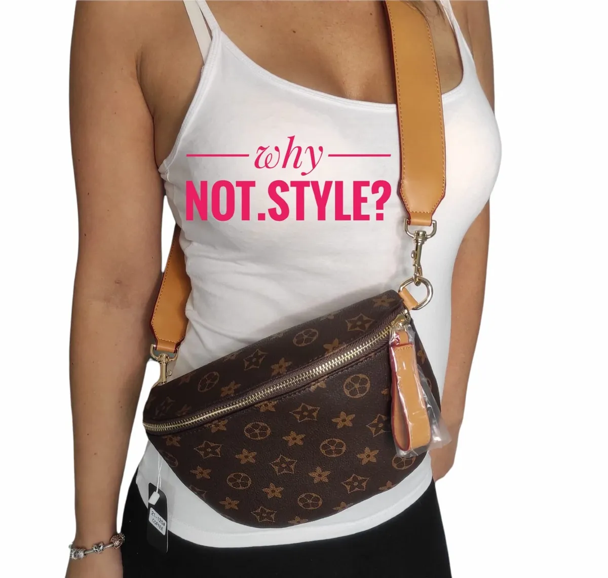 Brown patterned kidney bag - Image 2