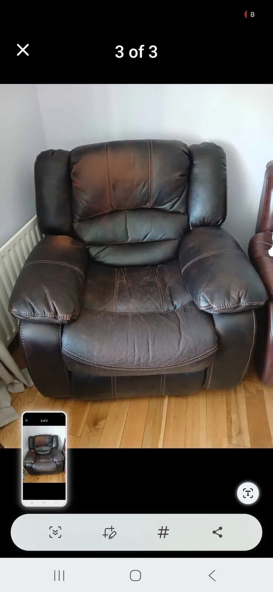 Recliner two seater sofa and chairs - Image 2
