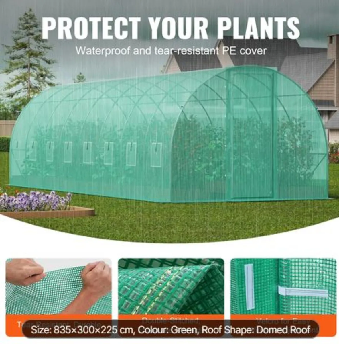 Walk-in Tunnel Greenhouse, 27.4x9.5x7.4 ft Hoop - Image 2