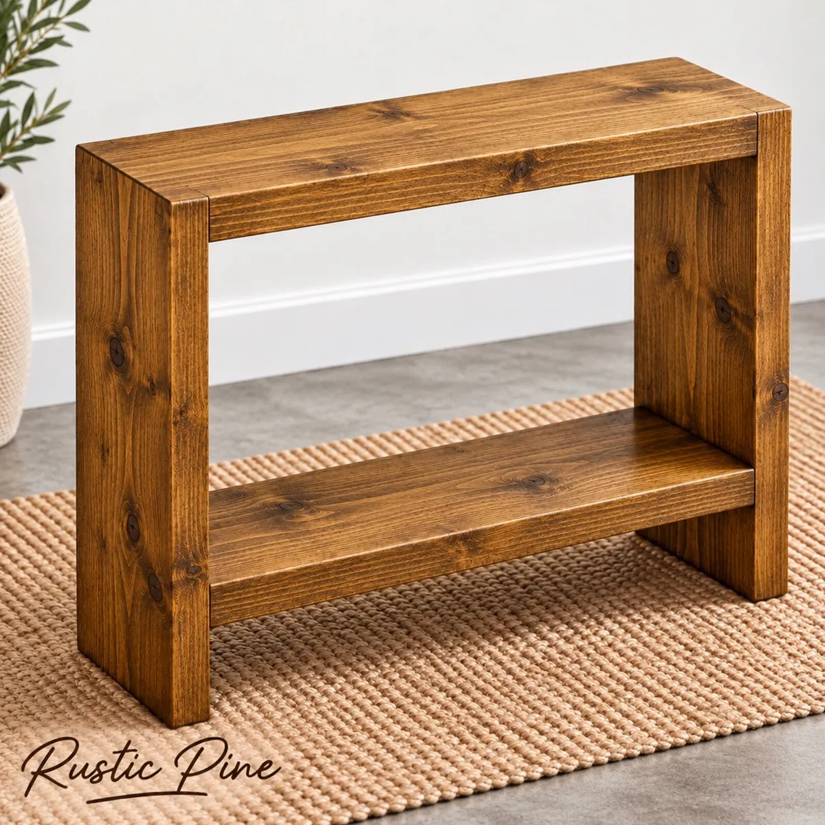 Handmade in Ireland Rustic Wood Sofa End Table - Image 3
