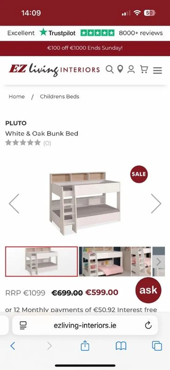 Bunk Beds with shelves & under bed storage drawer - Image 1