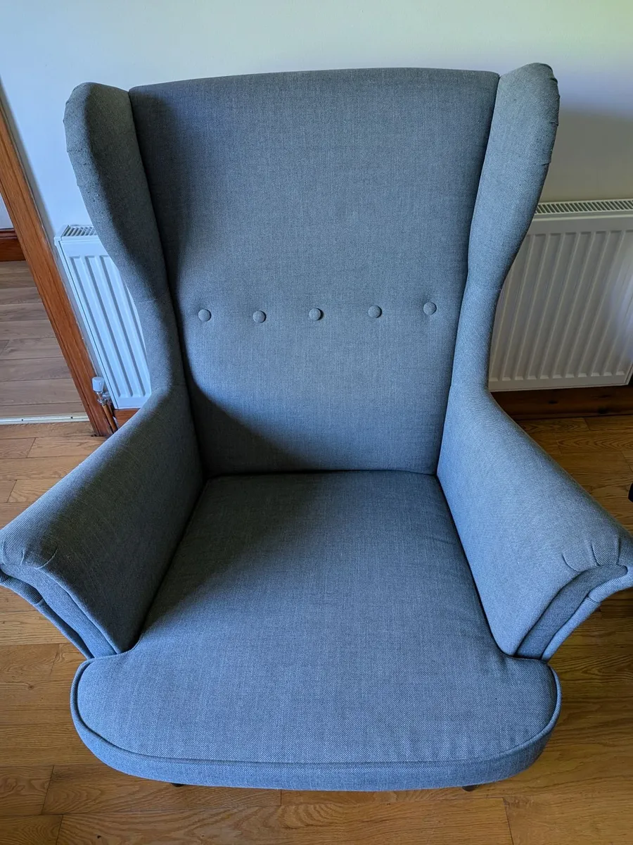 Wing chair, Armchair Ikea STRANDMON dark grey - Image 4
