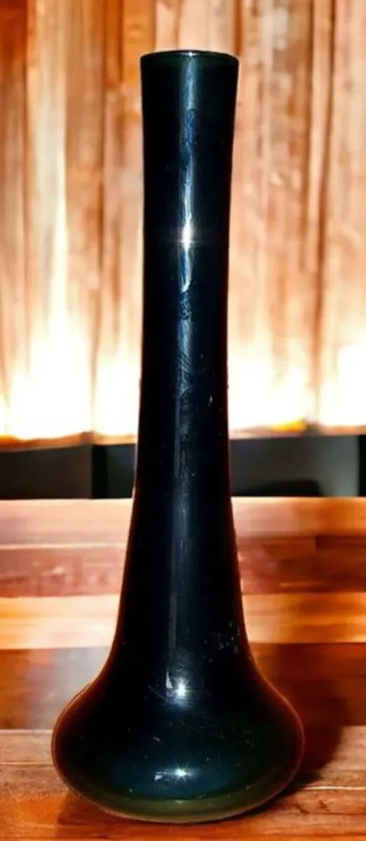 Vintage 20” Tall Teal Art Glass Bud Vase-Harrods - Image 2