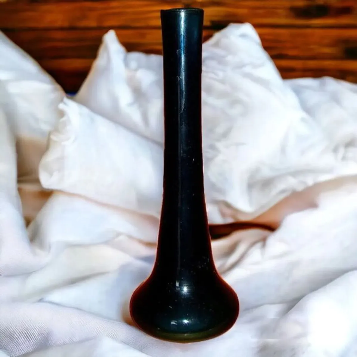 Vintage 20” Tall Teal Art Glass Bud Vase-Harrods - Image 3