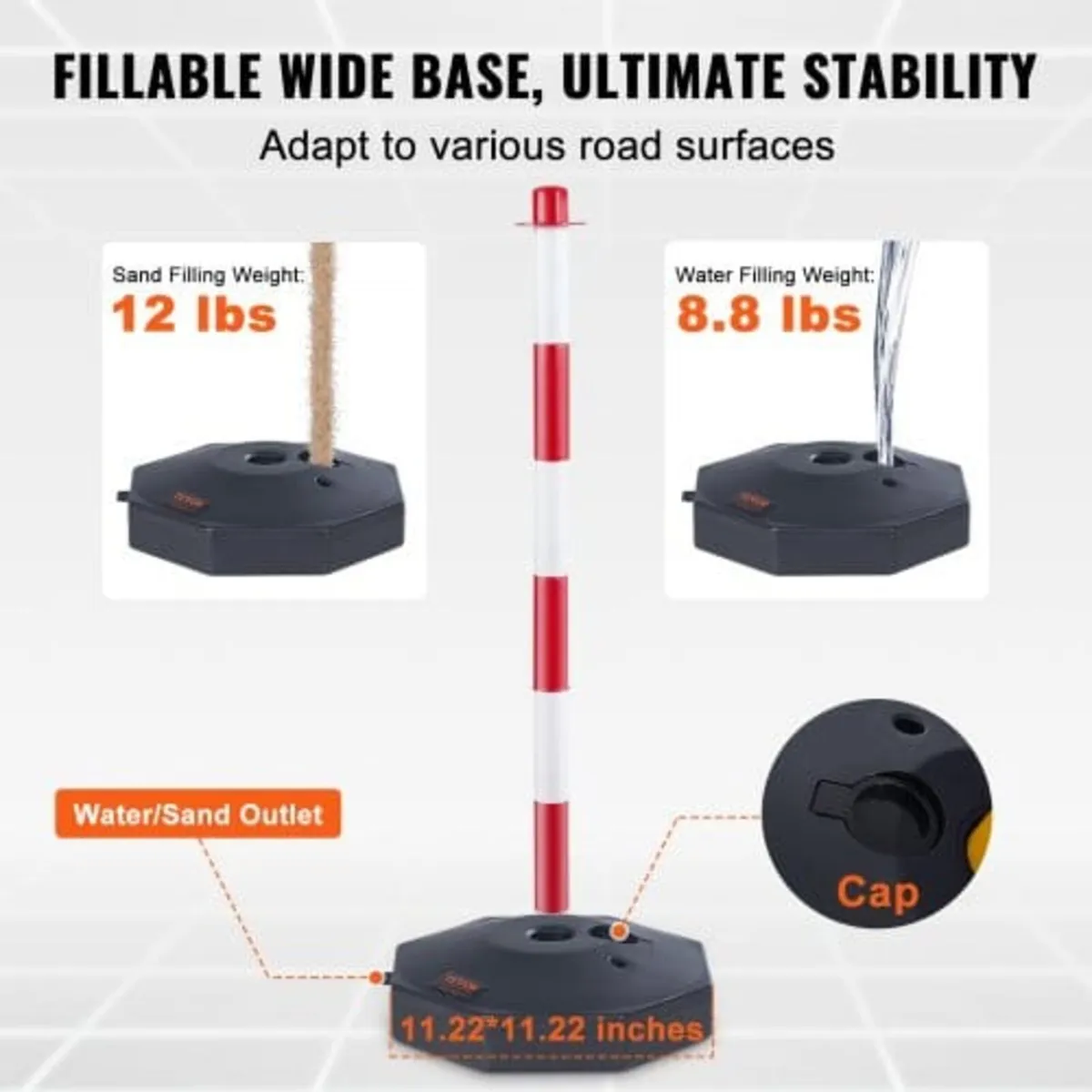 Adjustable Traffic Delineator Post Cones, 6 Pack, - Image 2