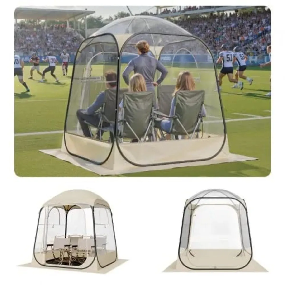 Pop up Sports Tent, 1.6x1.6 m Clear Bubble Tent fo - Image 1