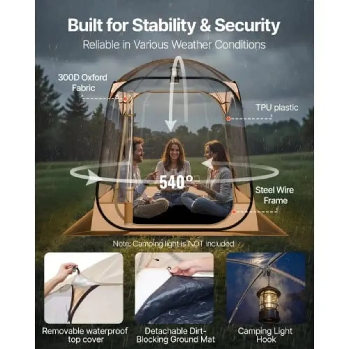 Pop up Sports Tent, 1.6x1.6 m Clear Bubble Tent fo - Image 2