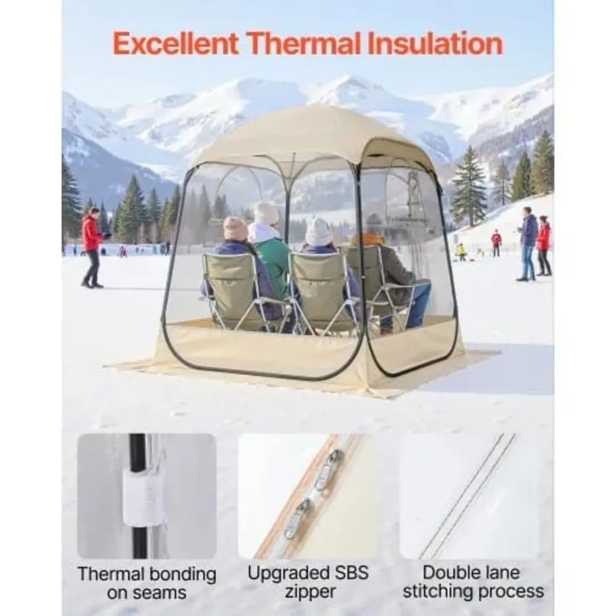 Pop up Sports Tent, 1.6x1.6 m Clear Bubble Tent fo - Image 3
