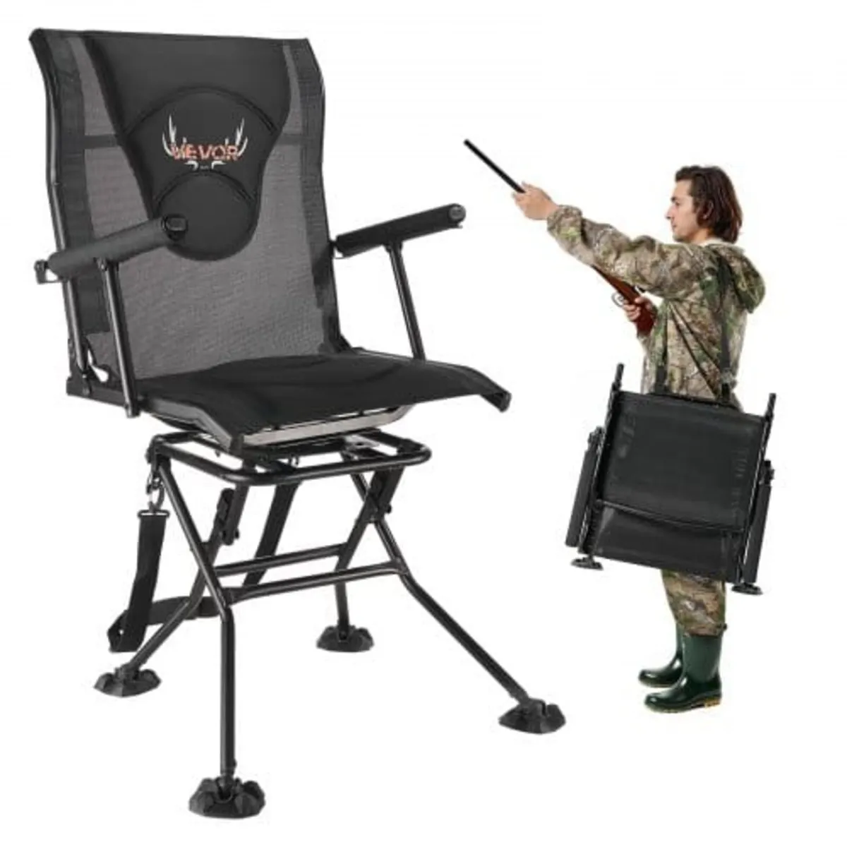 Hunting Chair, 360° Silent Swivel, Foldable Portab - Image 1