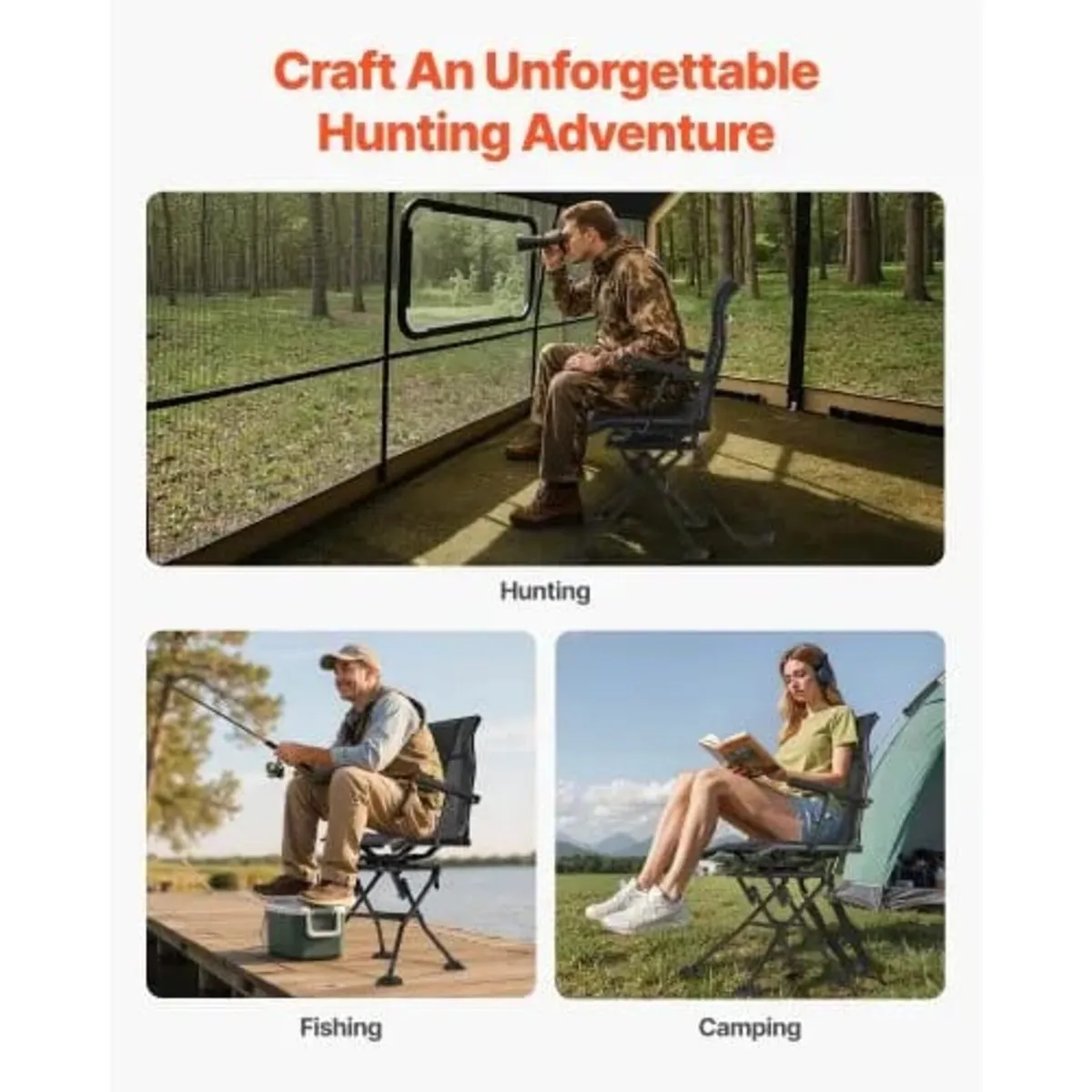 Hunting Chair, 360° Silent Swivel, Foldable Portab - Image 3