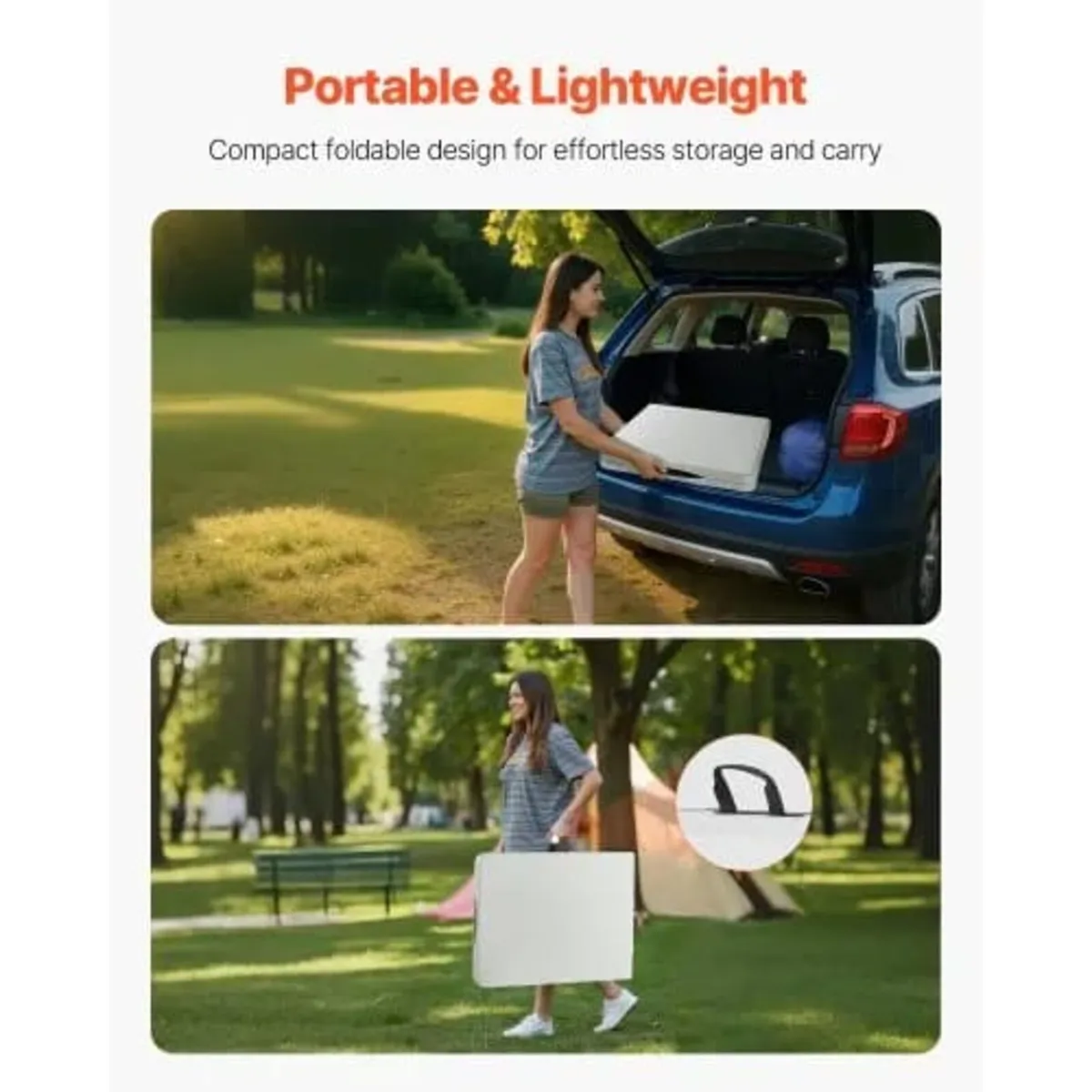 Folding Table, 6 Ft Heavy Duty Portable Fold-in-Ha - Image 4