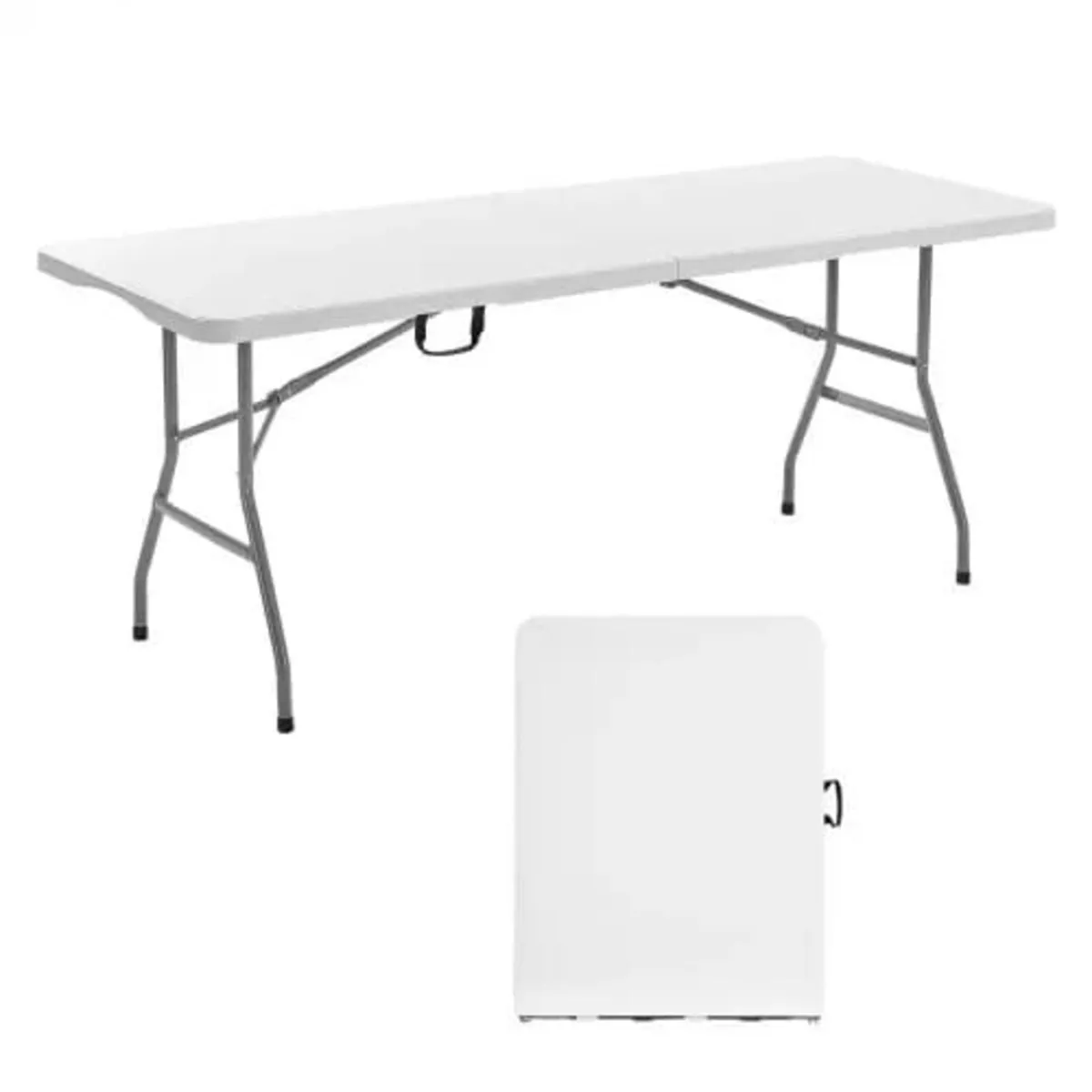 Folding Table, 6 Ft Heavy Duty Portable Fold-in-Ha - Image 1