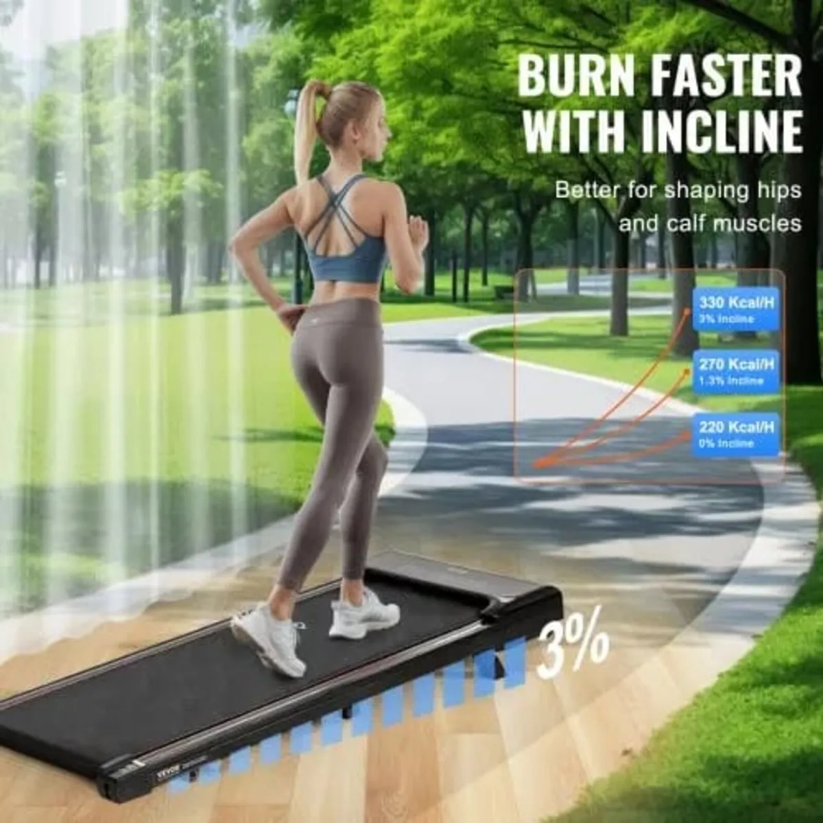 Walking Pad, Under Desk Treadmill with Incline, Wo - Image 3