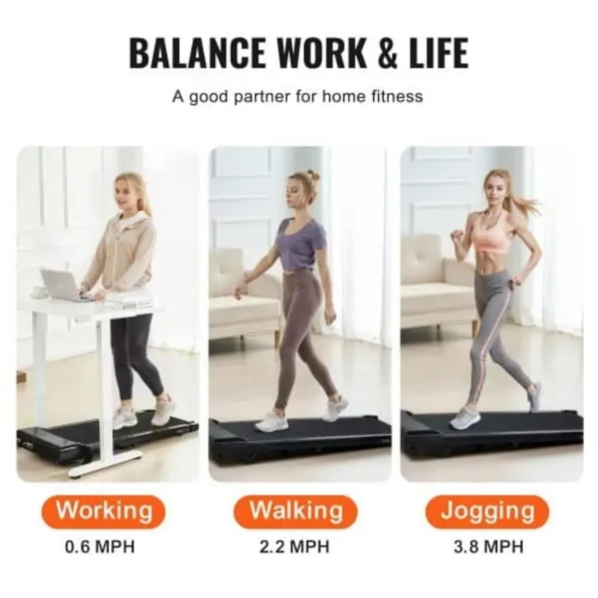 Walking Pad, Under Desk Treadmill with Incline, Wo - Image 4