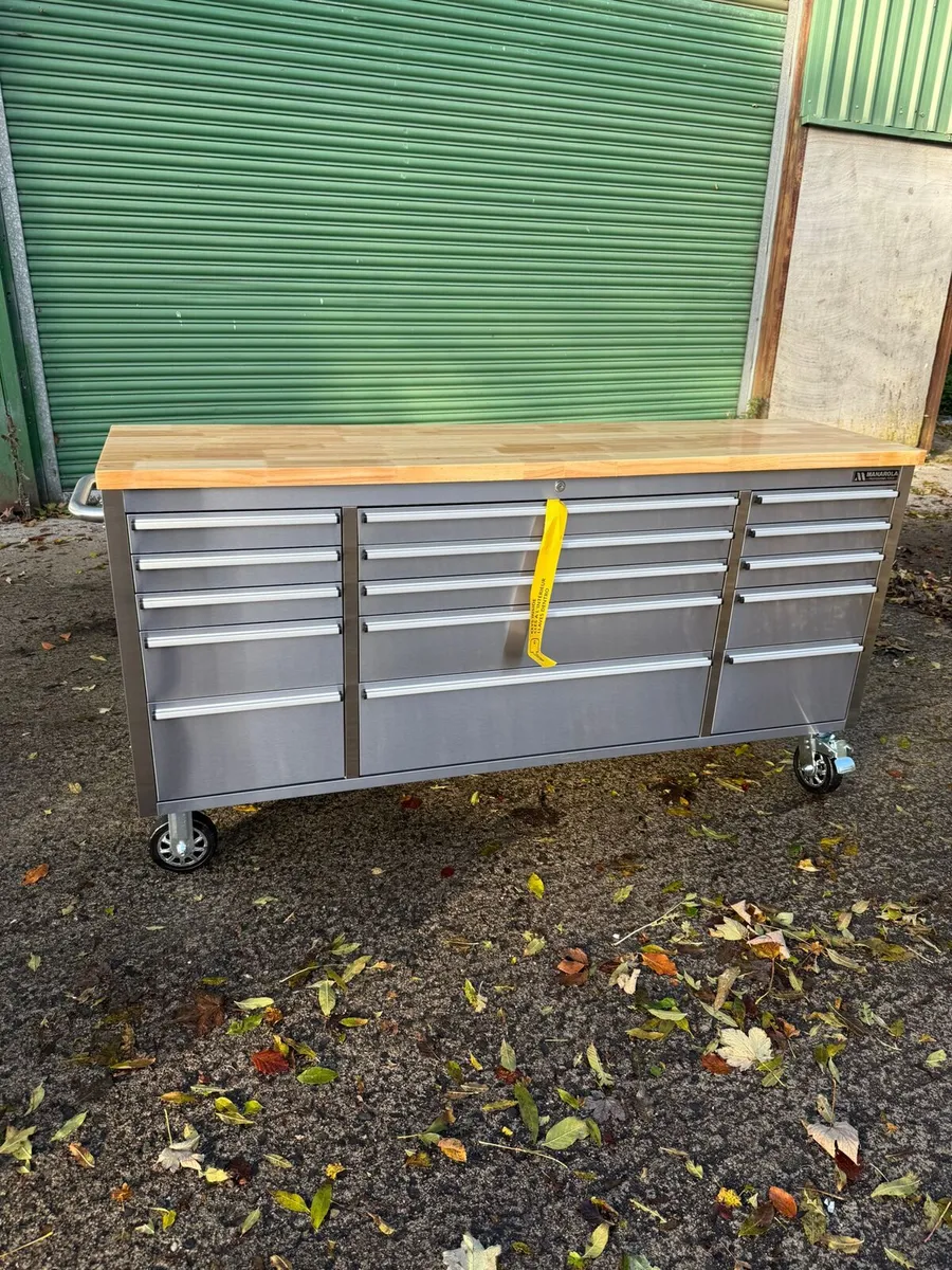 Manarola 72″ 15 Drawer Stainless Steel Tool Cabine - Image 3