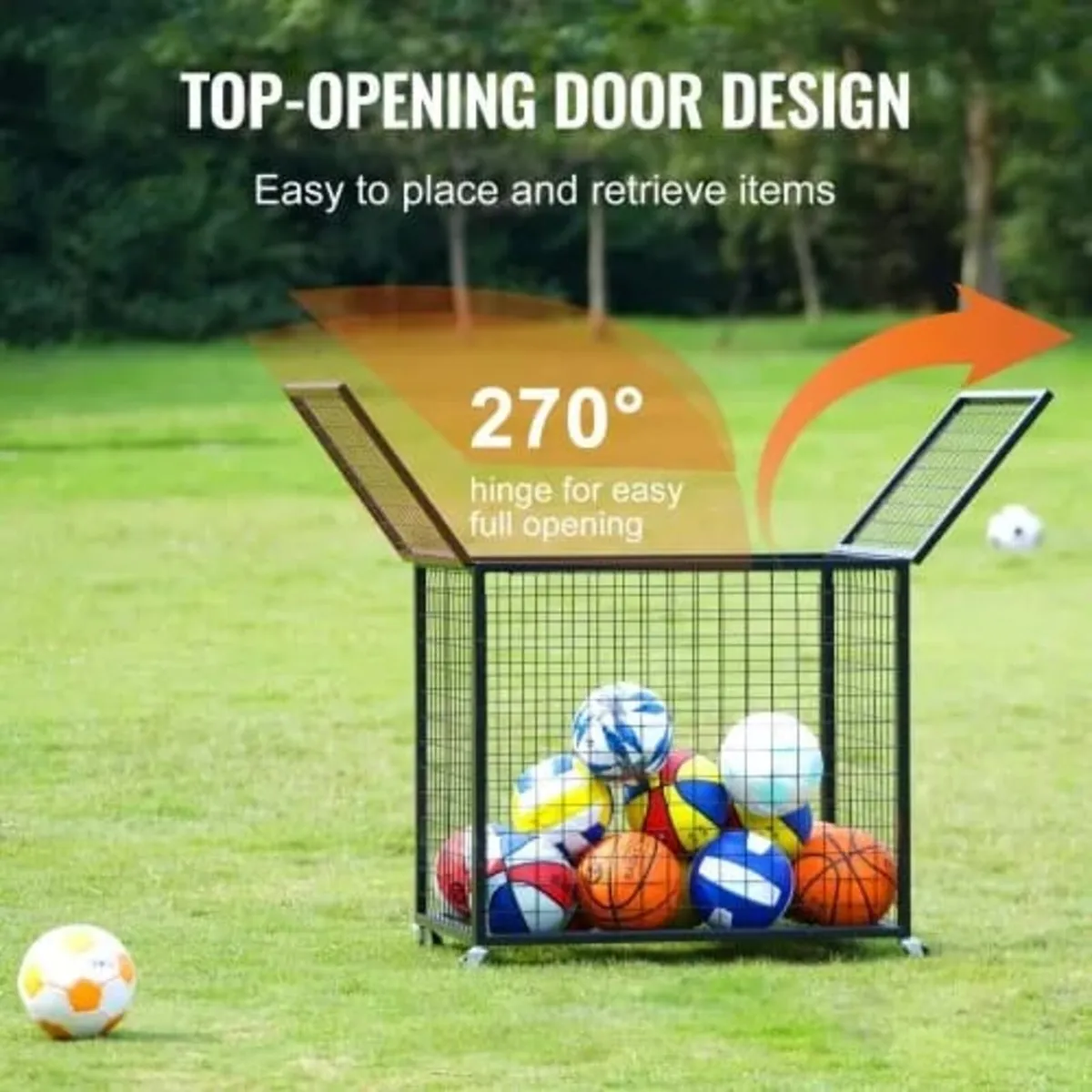 Rolling Sports Ball Storage Cart, Basketball Cage - Image 3