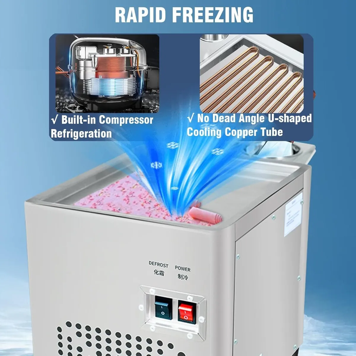 Fried Ice Cream Roll Machine Stainless Steel Pan - Image 4