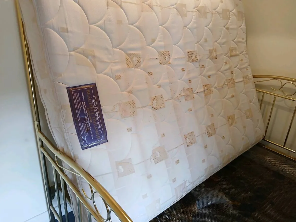 Brass Four Poster Double Bed with Mattress - Image 3