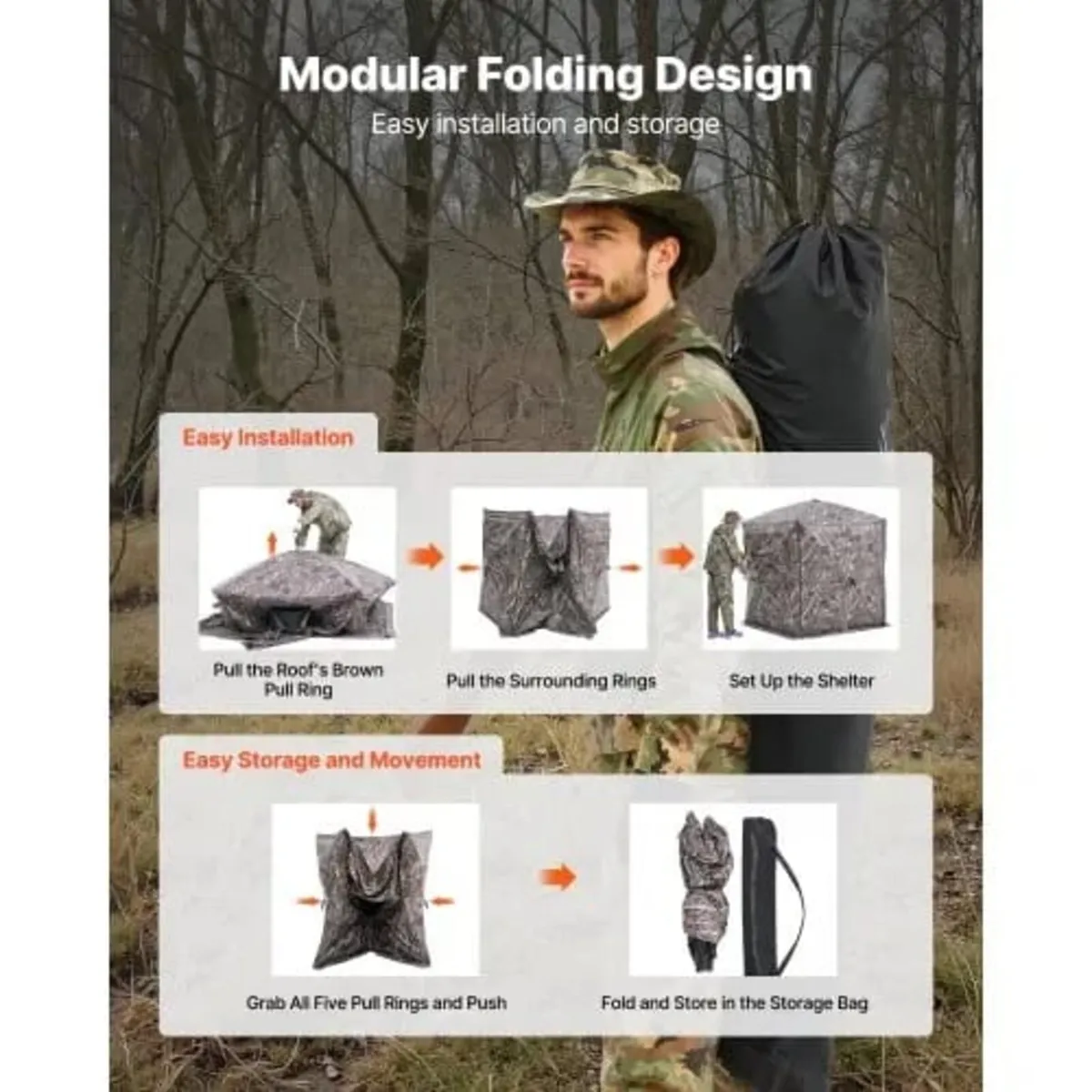 Hunting Blind, 6-7 Person Ground Blinds with Carry - Image 3