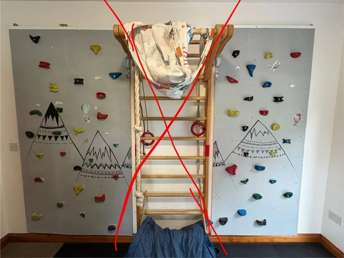 Kids Indoor Climbing Wall - 2 Large Panels With Climbing Holds - Image 1