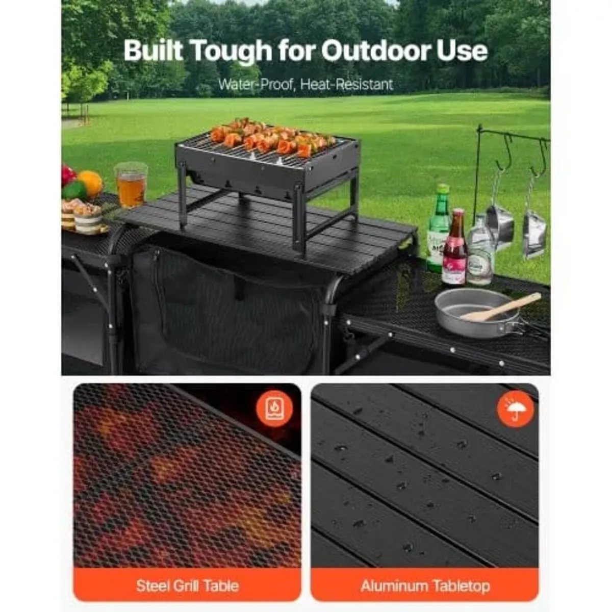 Camping Kitchen Table, Outdoor Camp Cooking Table, - Image 2