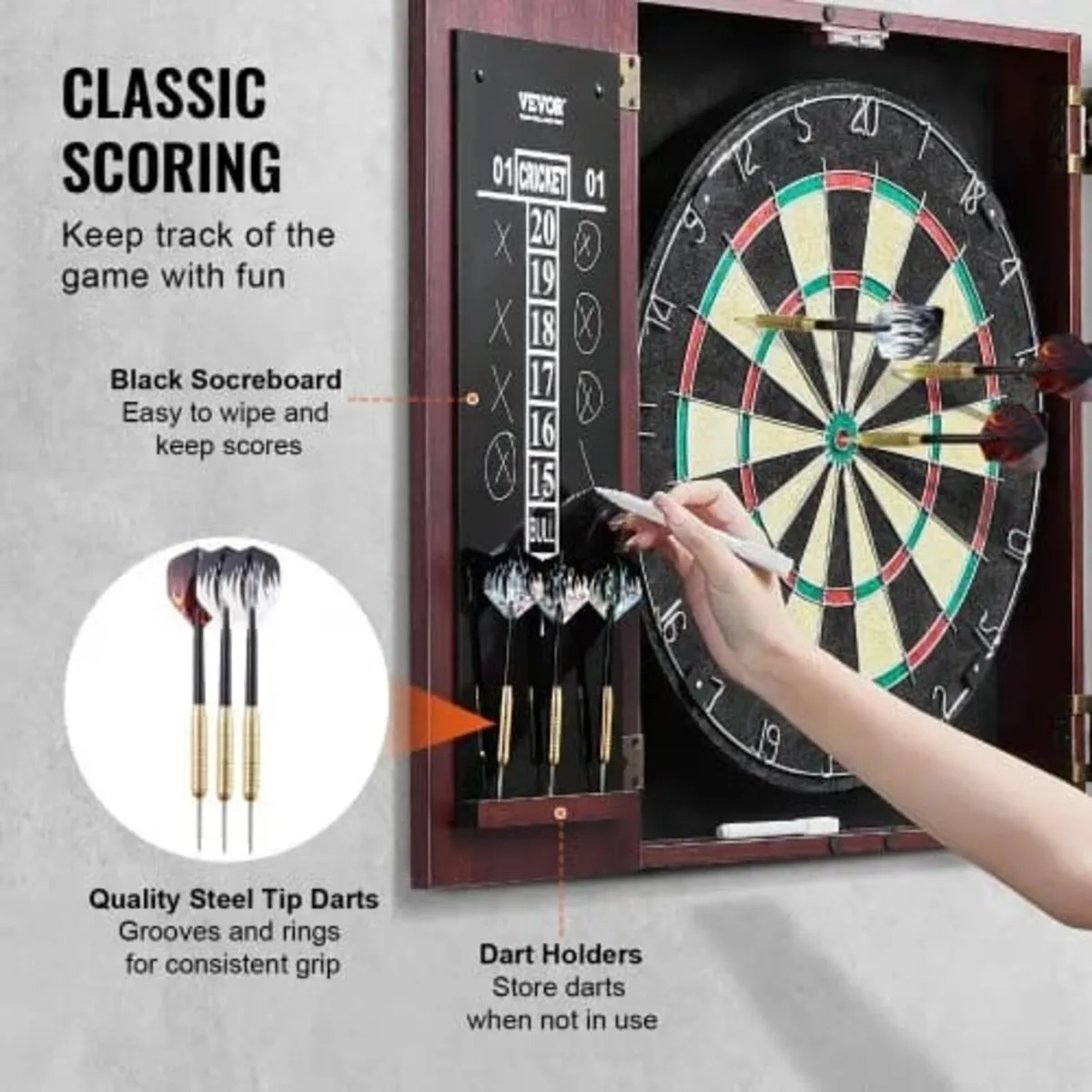 Dartboard and Cabinet Set, Ready-to-Play Bundle Of - Image 2