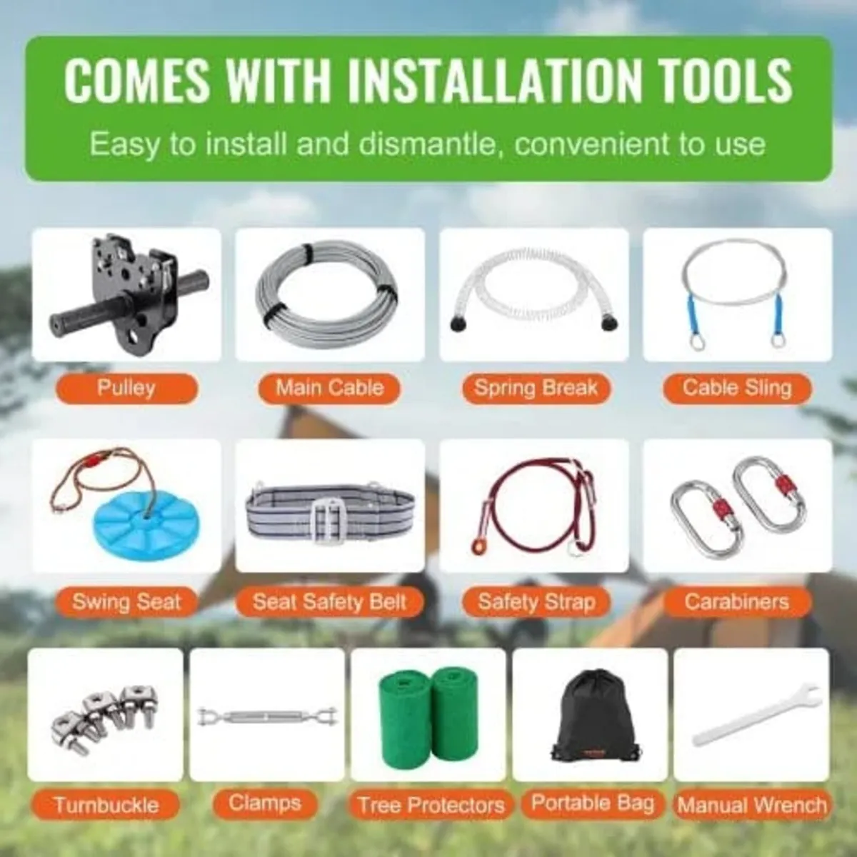 Zipline Kit for Kids and Adult, 24.38 m Zip Line K - Image 2