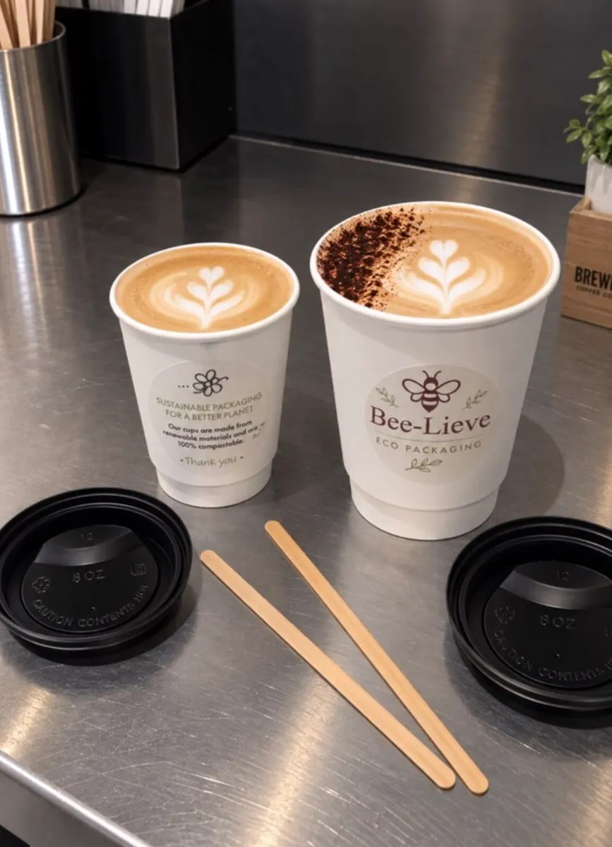50 pack Eco-Friendly Compostable Coffee Cups Kit - Image 1